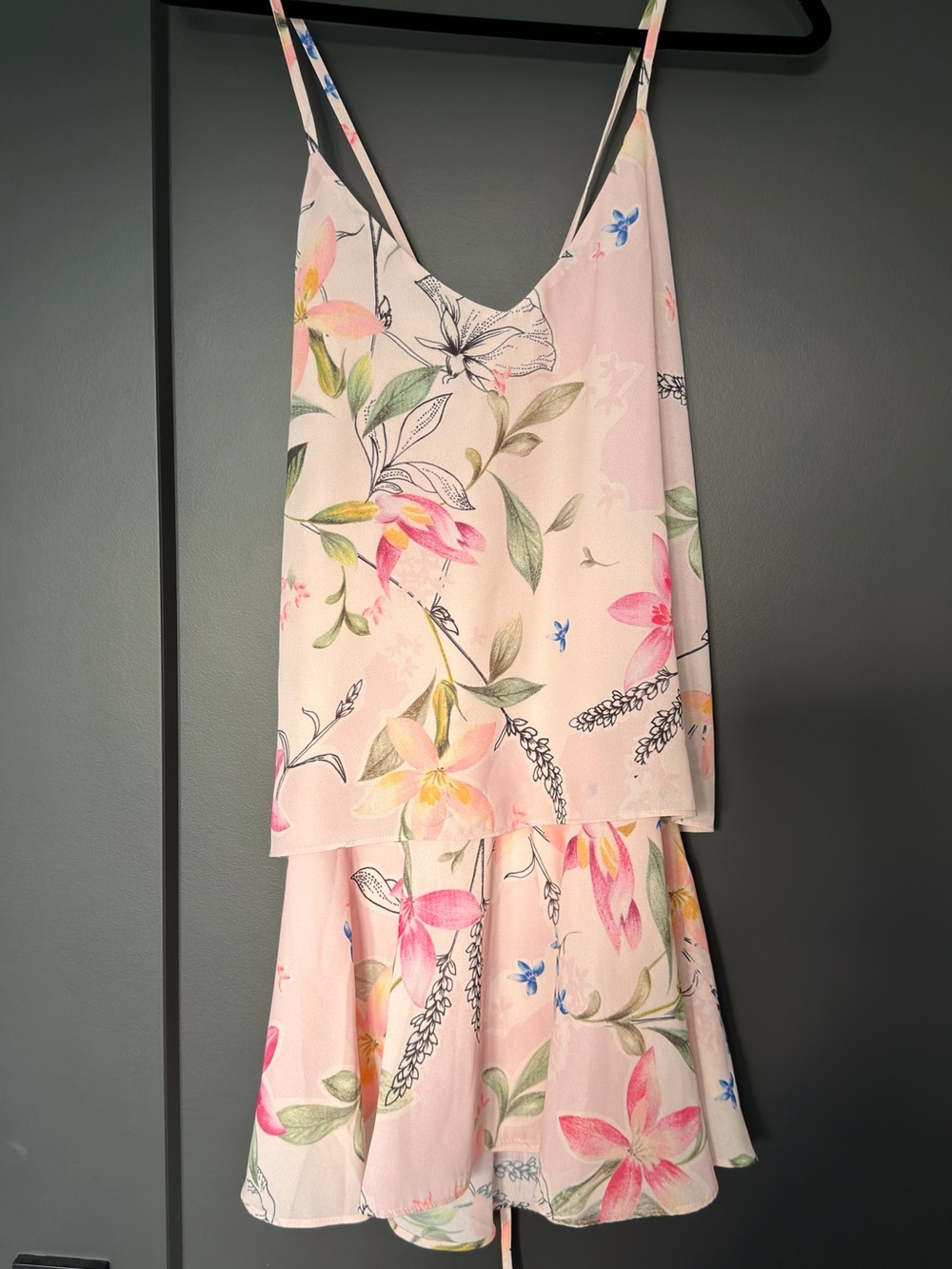 Yumi Kim Pink Floral Layered Mini Dress size small
